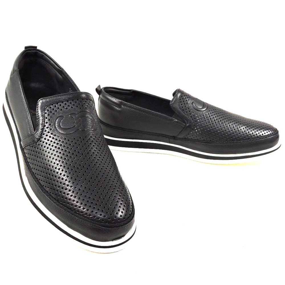 CASADEI 🇮🇹 MEN'S BLACK SOFT LEATHER COMFORT FLAT SUMMER LOAFERS